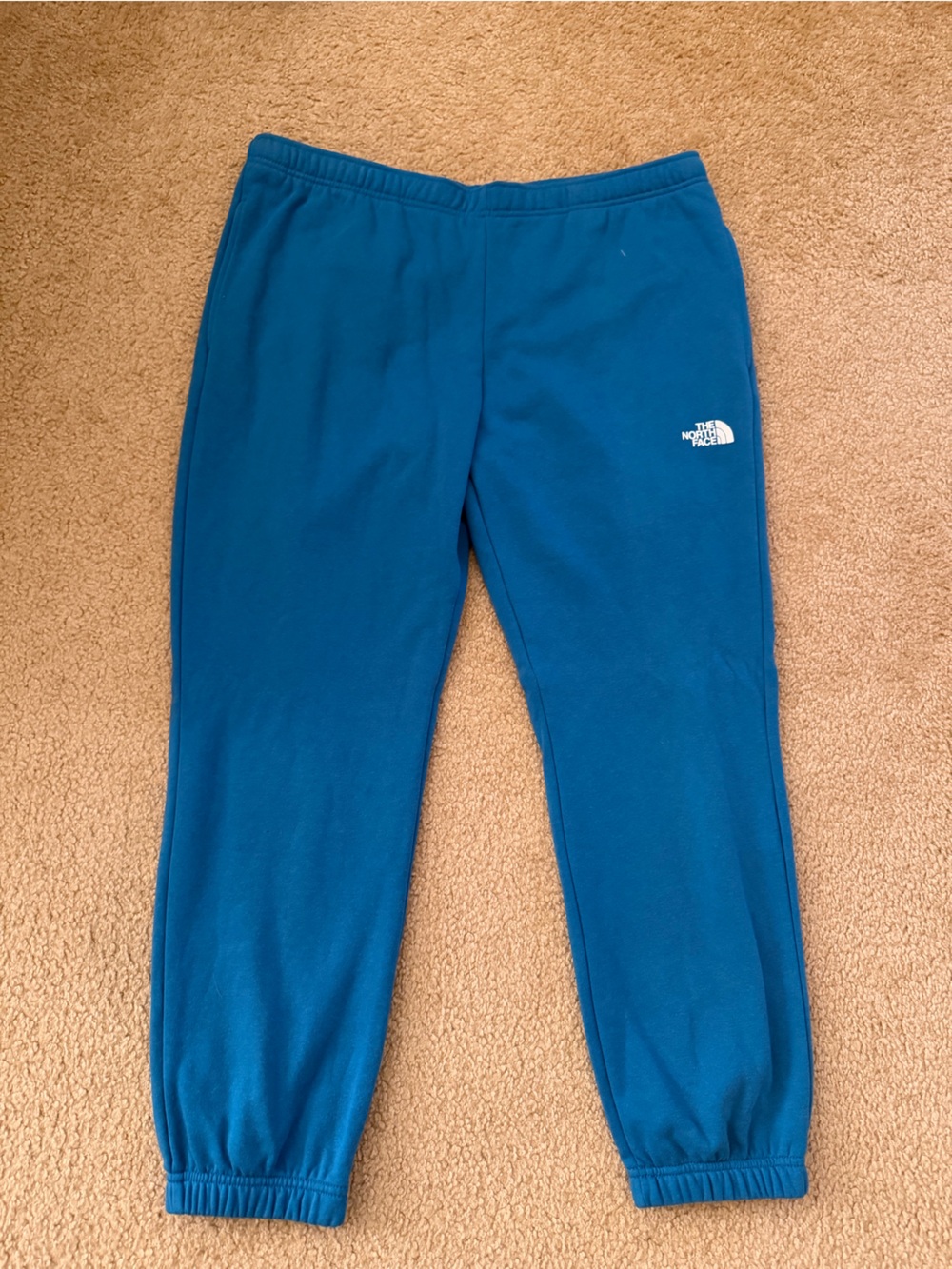 2 PANTS : The North Face Embroidered Logo Sweatpants in Light Tan &BLUE